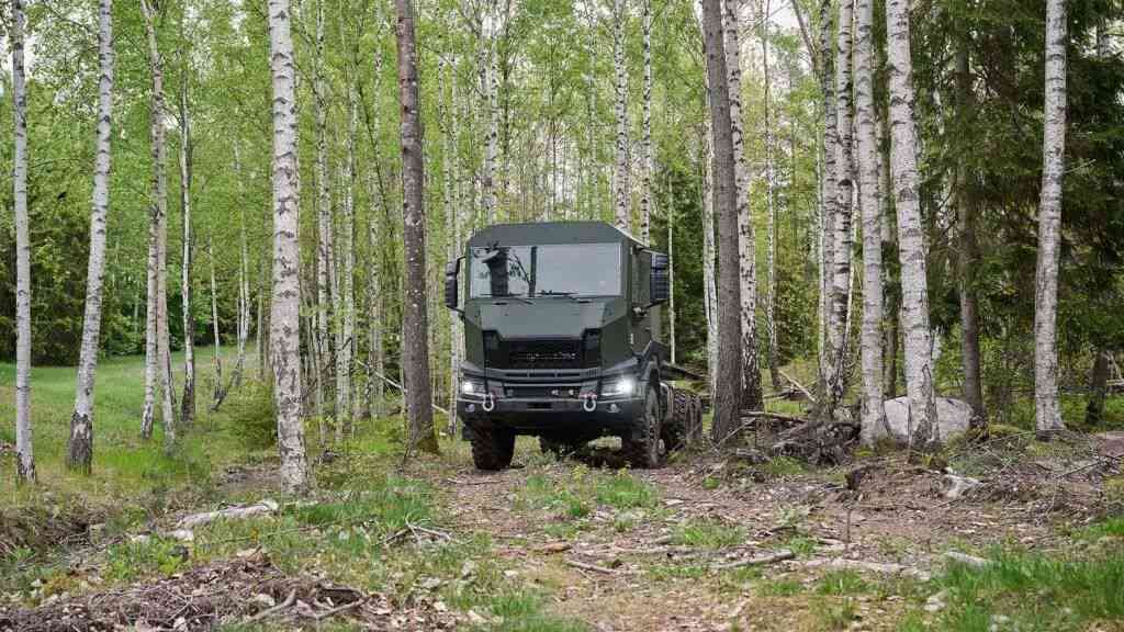 This front design is immediately trustworthy; Scania has introduced a modular military-grade protective cab.